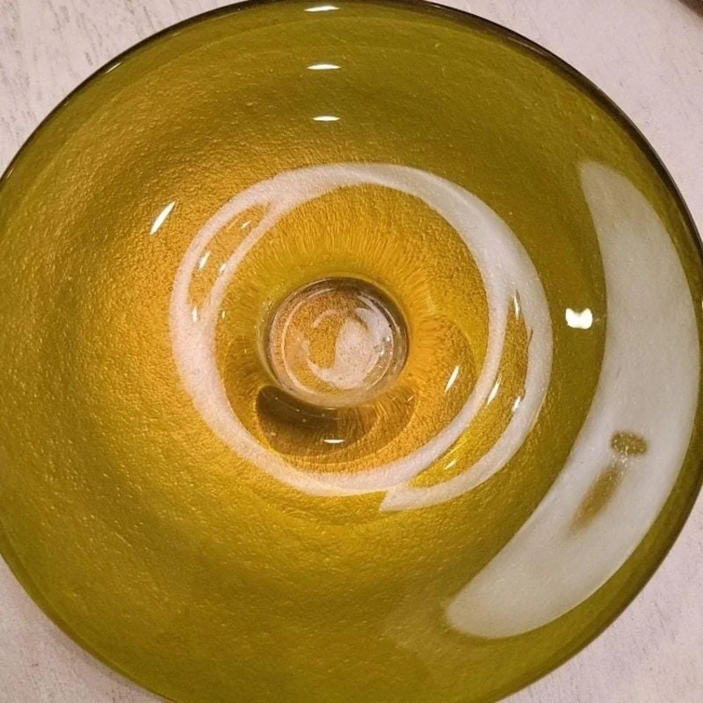 MCM Glass Disc Tea Light Candle Holder, Chartreuse, Eclectic Home Decor‎ 8